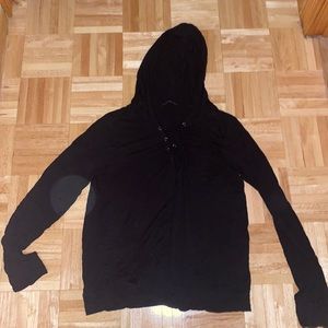Black Long Sleeve Hooded Top